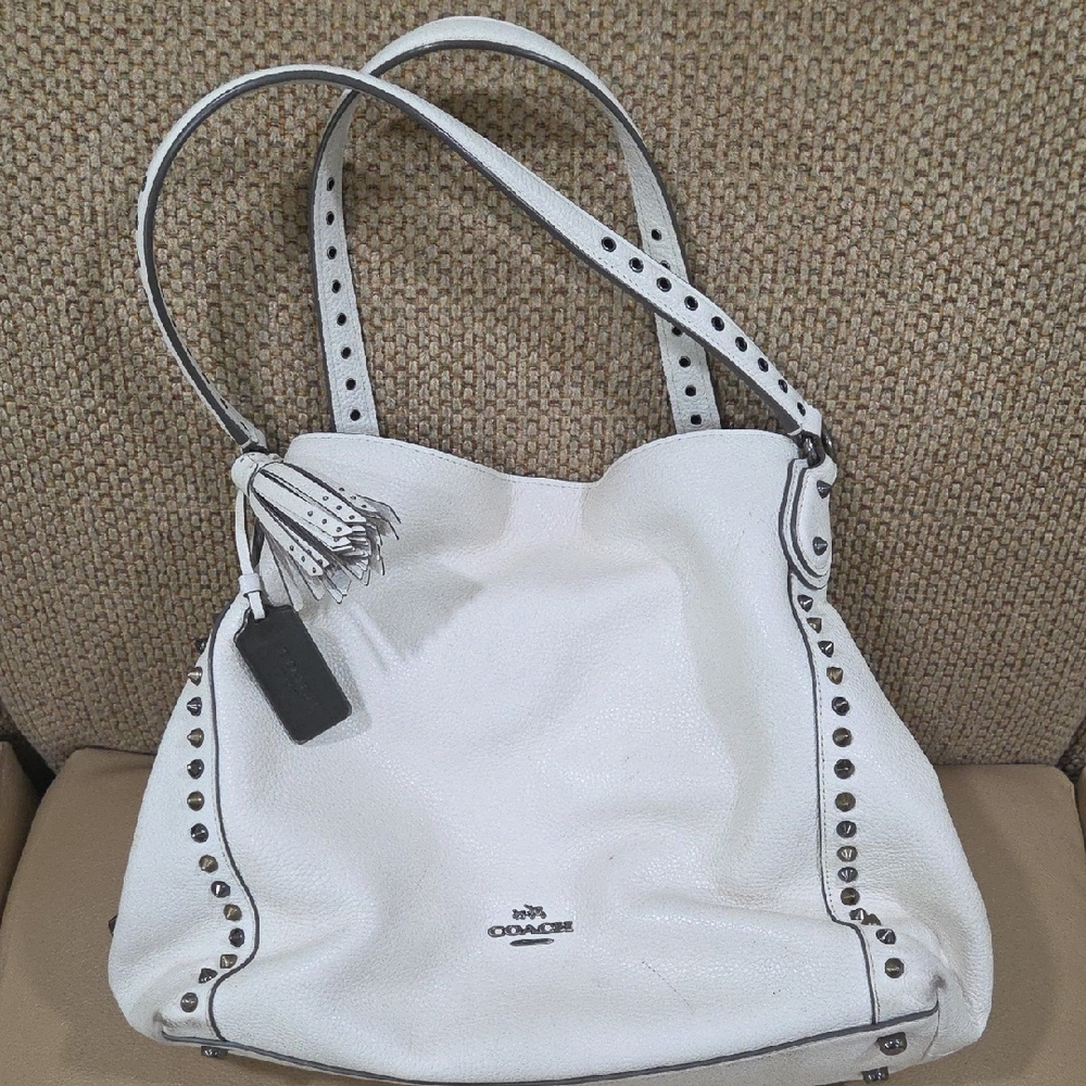 COACH Authentic Shoulder Bag with pewter Studded Accents
